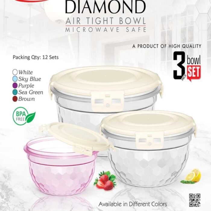 Discover: Diamond 3 Pieces Bowl Set - in Sky Blue Color