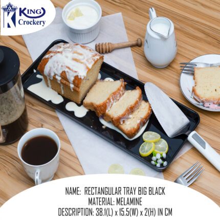 Melamine Black Color Big Rectangular Tray For Serving