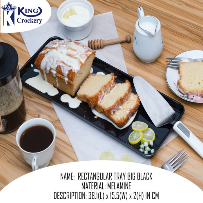 Melamine Black Color Big Rectangular Tray For Serving