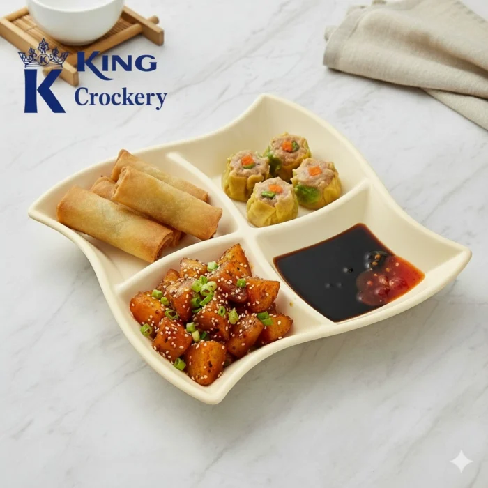 melamine cream color 4 portion tray for serving