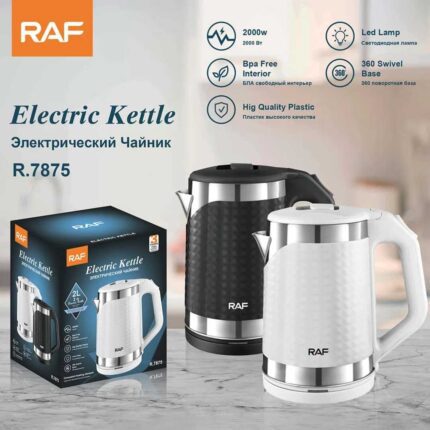 RAF 2 Liter Electric Kettle in Black and White Color