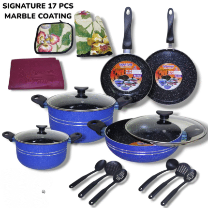 Signature Marble Coating 17 Pieces Set in Blue Color