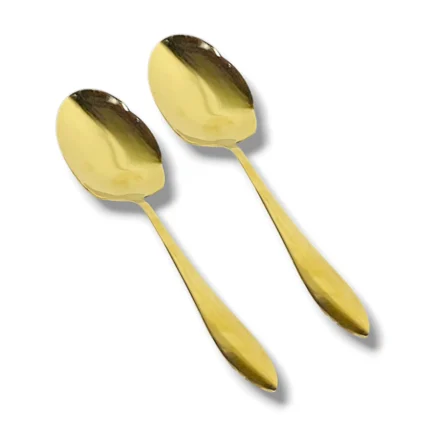 2 Pcs Stainless Steel Big Rice Panja Spoon in Golden Color For Serving Rice