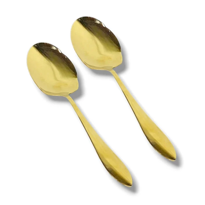 2 Pcs Stainless Steel Big Rice Panja Spoon in Golden Color For Serving Rice