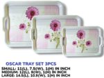 3 Pieces Melamine Oscar Printed Serving Tray Set