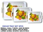 3 Pieces Melamine Oscar Printed Serving Tray Set