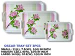 3 Pieces Melamine Oscar Printed Serving Tray Set