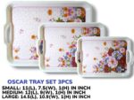 3 Pieces Melamine Oscar Printed Serving Tray Set