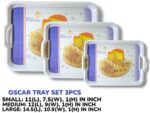 3 Pieces Melamine Oscar Printed Serving Tray Set
