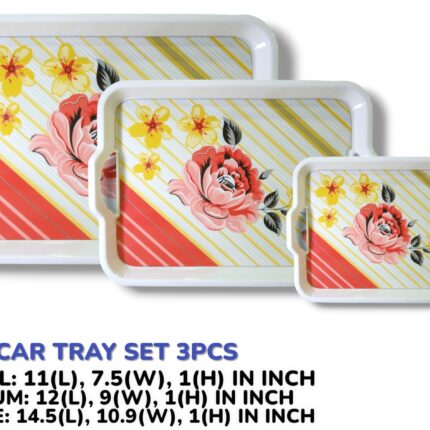 3 Pieces Melamine Oscar Printed Serving Tray Set