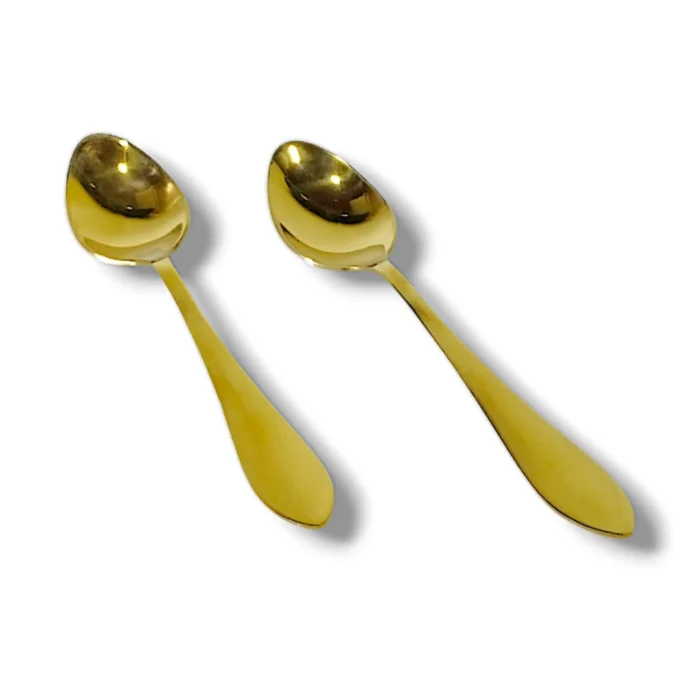 6 Pcs Stainless Steel Dessert Spoon in Golden Color For Dining