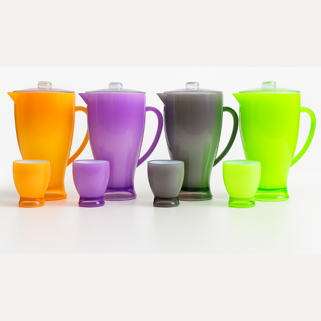 7 Pcs Acrylic Milky Pitcher and Tumbler Set with Color Box Packing