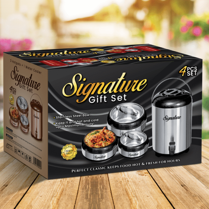 Signature 4-Piece Gift Pack in Grey Color Which Includes 3 Hot Pots + 1 Cooler