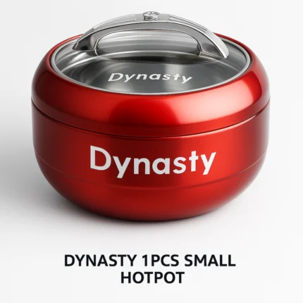 Dynasty Small Hot Pot with Glass Lid For Food Storage in Red Color