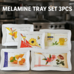 Melamine Printed Serving 3 Pieces Tray Set For Serving