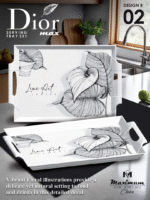 4 Pieces Melamine Dior Printed Serving Tray Set