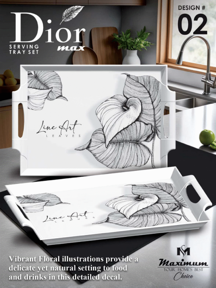 4 Pieces Melamine Dior Printed Serving Tray Set