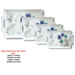 Melamine Printed Serving 4 Pieces Tray Set With Box