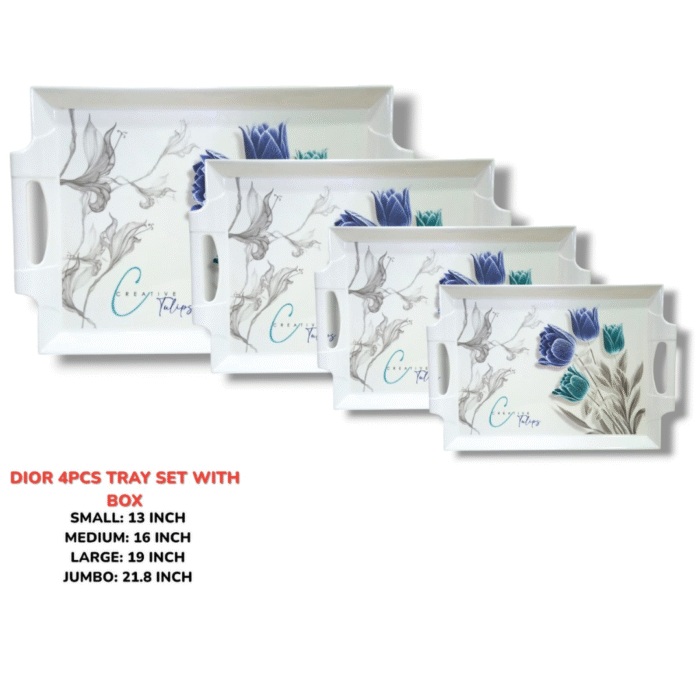 Melamine Printed Serving 4 Pieces Tray Set With Box