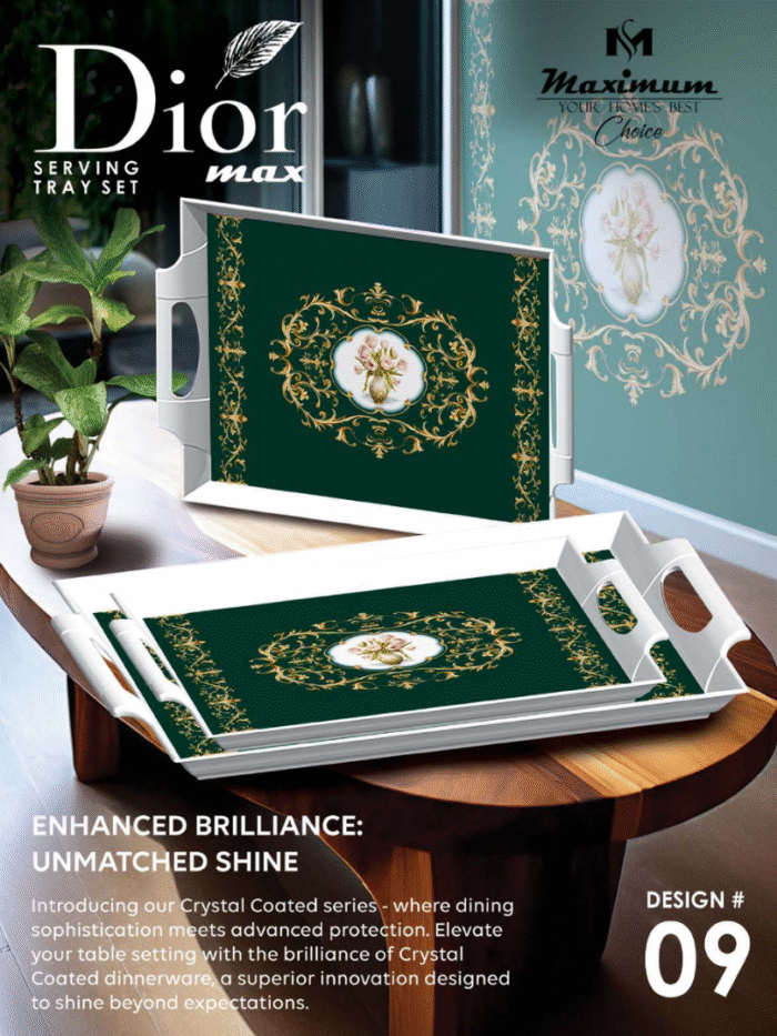 4 Pieces Melamine Dior Printed Serving Tray Set