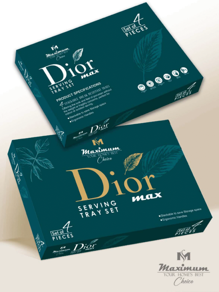 4 Pieces Melamine Dior Printed Serving Tray Set