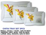 3 Pieces Melamine Chitai Printed Serving Tray Set