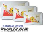 3 Pieces Melamine Chitai Printed Serving Tray Set