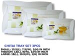 3 Pieces Melamine Printed Serving Tray Set