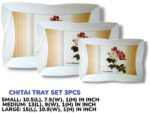 3 Pieces Melamine Printed Serving Tray Set
