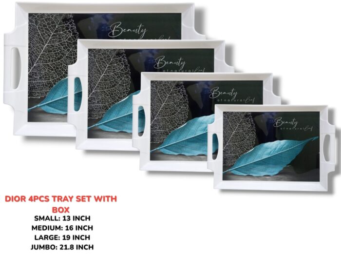 Melamine Printed Serving 4 Pieces Tray Set With Box