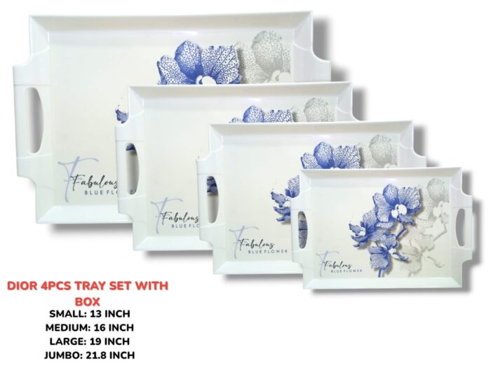 Melamine Printed Serving 4 Pieces Tray Set With Box