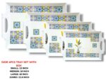 Melamine Printed Serving 4 Pieces Tray Set With Box