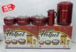 Dynasty 5 Pcs Gift Set Red Color which Includes 3 Hot Pots + 1 Thermos + 1 Cooler