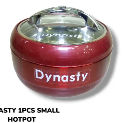 Dynasty Small Hot Pot with Glass Lid For Food Storage in Red Color
