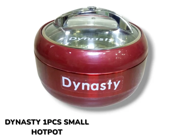 Dynasty Small Hot Pot with Glass Lid For Food Storage in Red Color