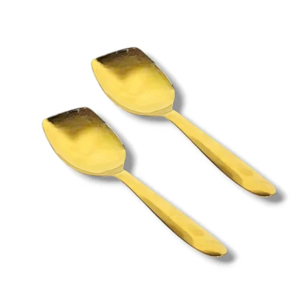 Golden Stainless Steel 2 Pcs Small Rice Panja For Rice Serving