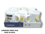 Luminarc White Marble Printed Mug 6 Pcs Pack