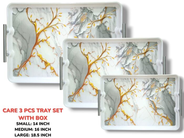 Melamine Printed Serving 3 Pieces Tray Set
