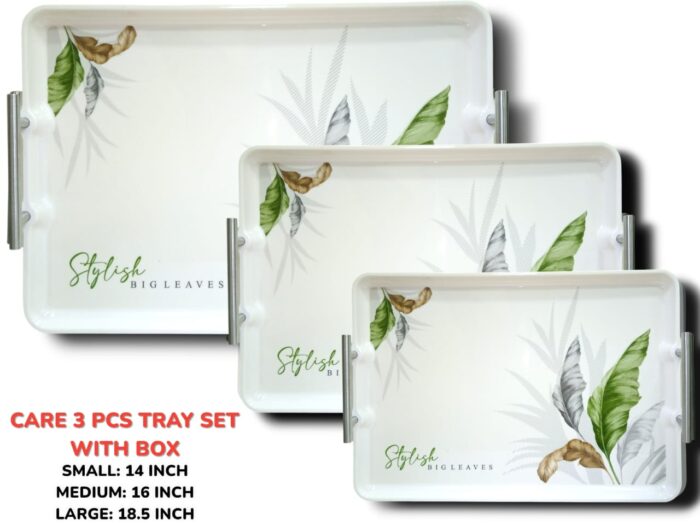 Melamine Printed Serving 3 Pieces Tray Set