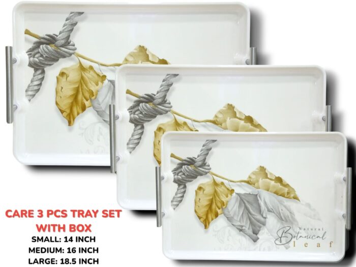 Melamine Printed Serving 3 Pieces Tray Set