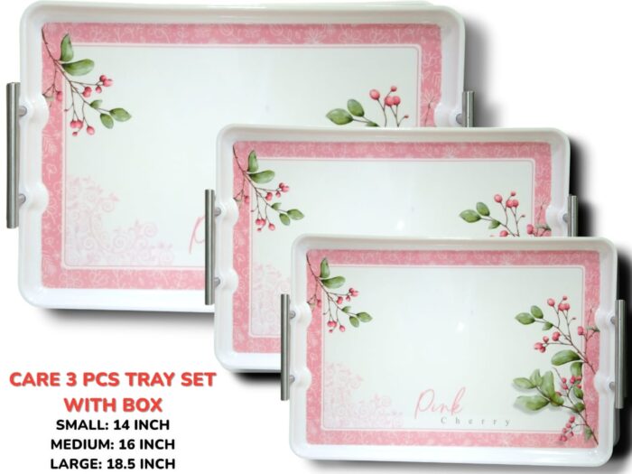 Melamine Printed Serving 3 Pieces Tray Set