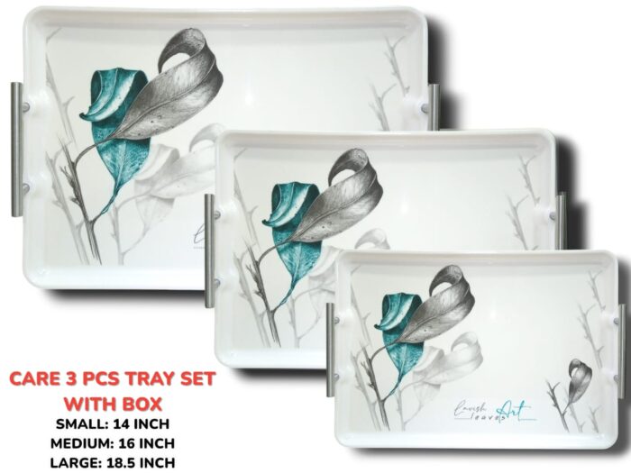 Melamine Printed Serving 3 Pieces Tray Set