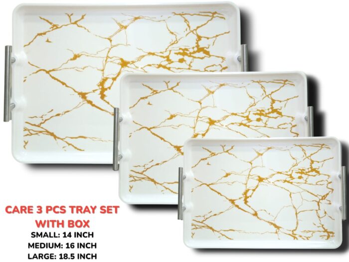 Melamine Printed Serving 3 Pieces Tray Set