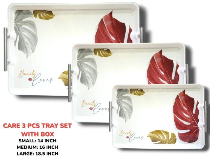 Melamine Printed Serving 3 Pieces Tray Set