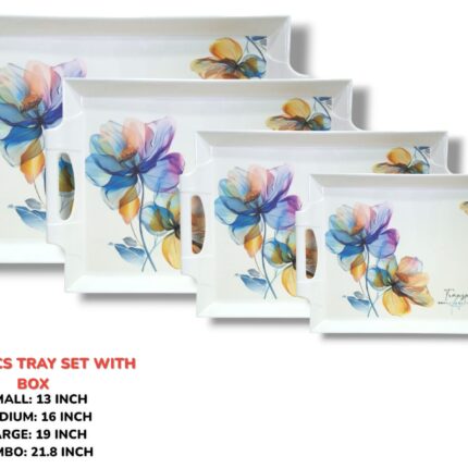 Melamine Printed Serving 4 Pieces Tray Set
