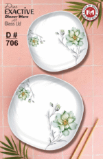 Printed Dine Exactive Dinner Ware With Glass Lid 77 Pcs Set For Dining and Serving