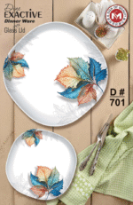 Printed Dine Exactive Dinner Ware With Glass Lid 77 Pcs Set For Dining and Serving