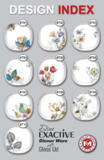 Printed Dine Exactive Dinner Ware With Glass Lid 77 Pcs Set For Dining and Serving