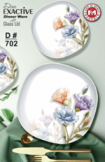 Printed Dine Exactive Dinner Ware With Glass Lid 77 Pcs Set For Dining and Serving