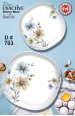 Printed Dine Exactive Dinner Ware With Glass Lid 77 Pcs Set For Dining and Serving